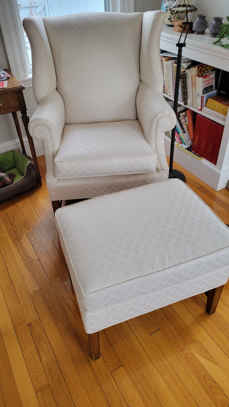 Upholstery Portfolio - Wing Chair and Ottoman