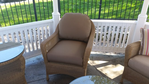 Reupholstered outdoor furniture using Sunbrella fabrics