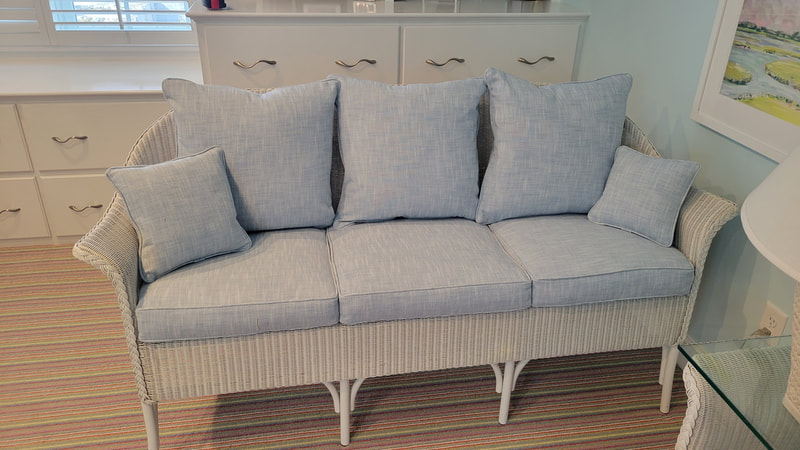 Reupholstered Wicker Sofa
