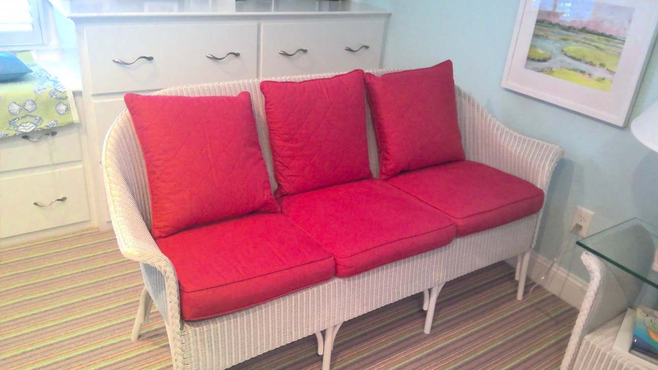 Reupholstered Wicker Sofa